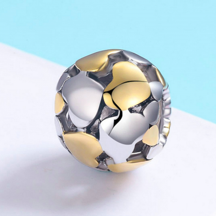 Talisman argint cu inimoare aurii si argintii placat cu rodiu si aur [3]