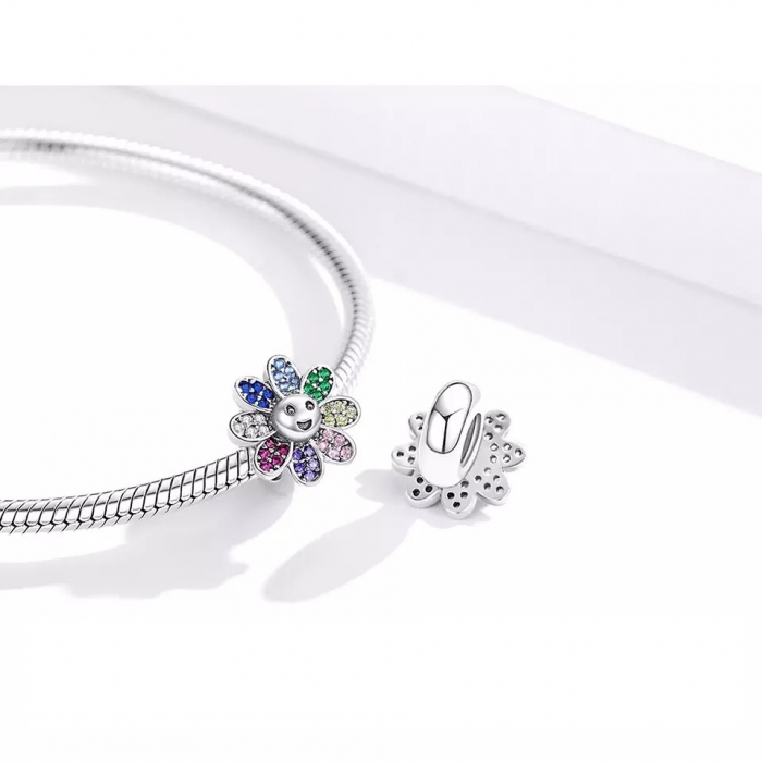 Talisman argint floare vesela cu cristale [2]