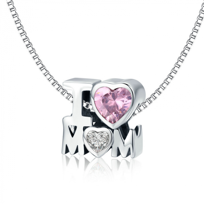 Talisman argint I Love Mom cu doua inimioare [6]
