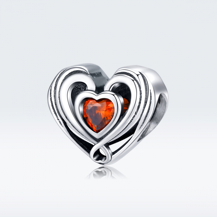 Talisman argint in forma de inima cu cristal rosu [3]