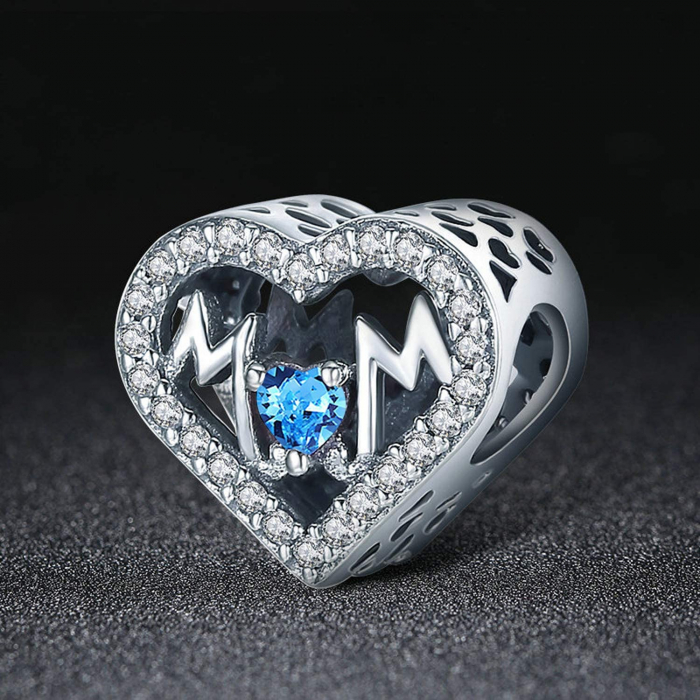 Talisman argint inima MoM si zirconiu roz [3]