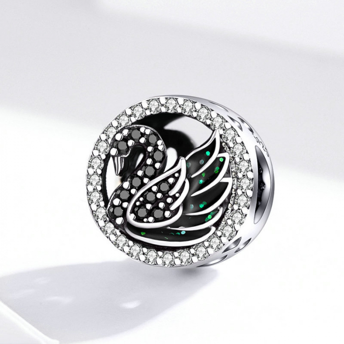 Talisman argint Lebada Neagra cu cristale [3]