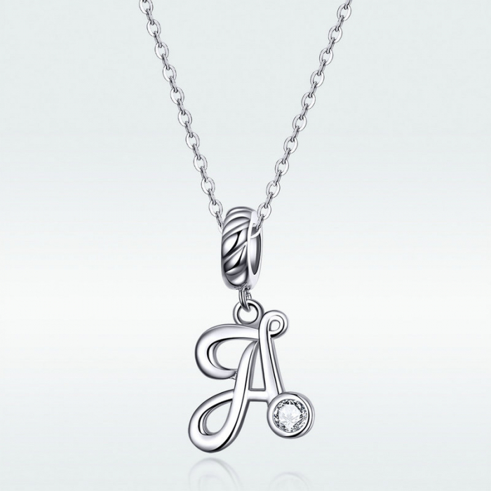 Talisman argint litera A cu zirconiu [4]