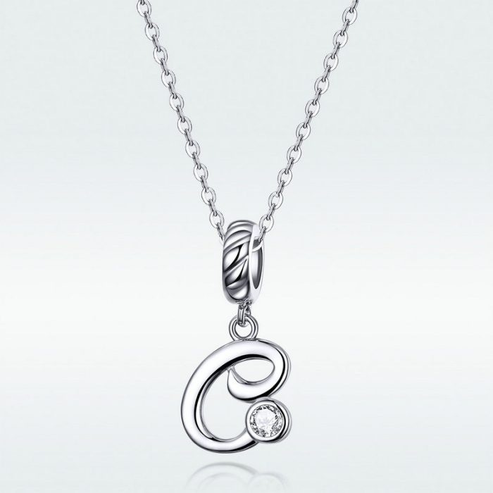 Talisman argint litera C placat cu rodiu [3]