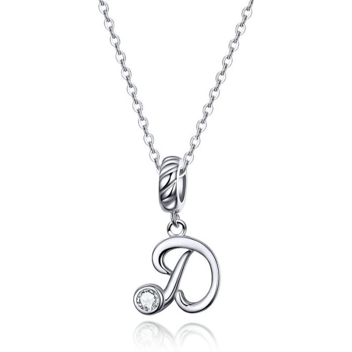 Talisman argint litera D cu zirconiu [2]