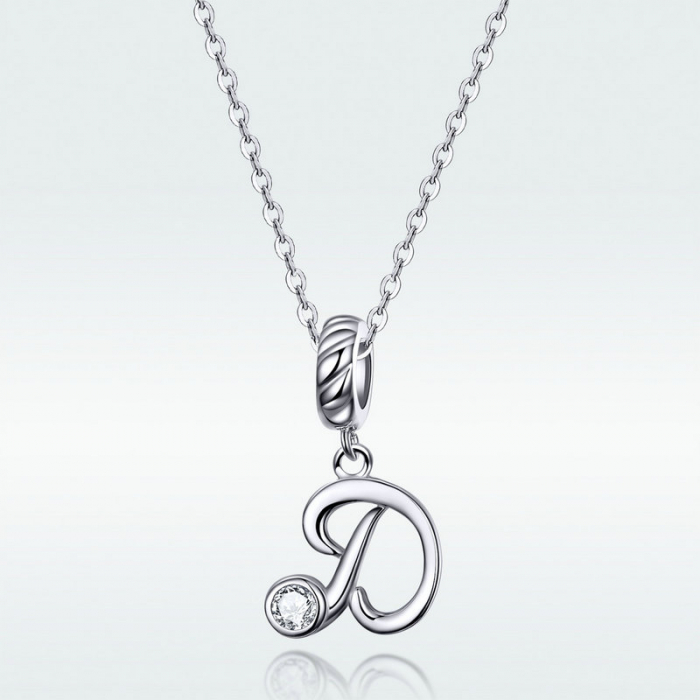 Talisman argint litera D cu zirconiu [4]
