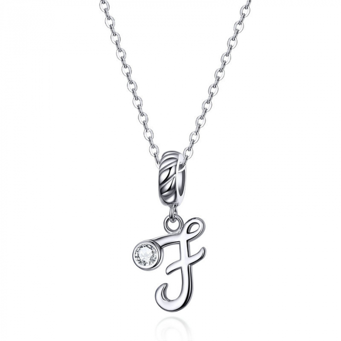 Talisman argint litera F cu zirconiu [2]