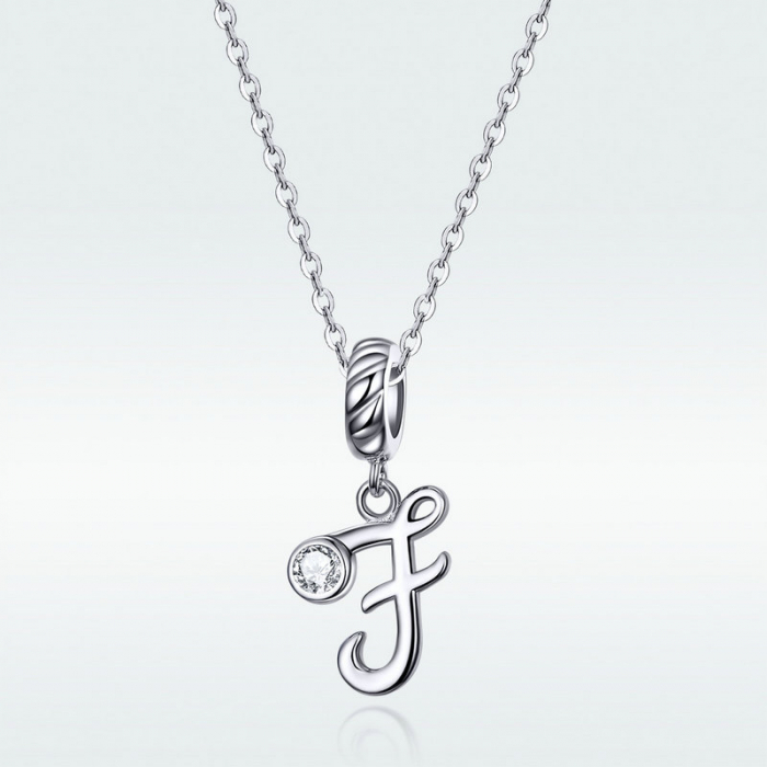 Talisman argint litera F cu zirconiu [3]