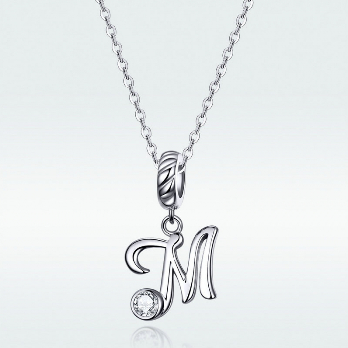 Talisman argint litera M cu zirconiu [6]