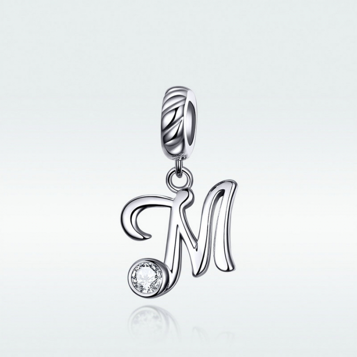 Talisman argint litera M cu zirconiu [7]