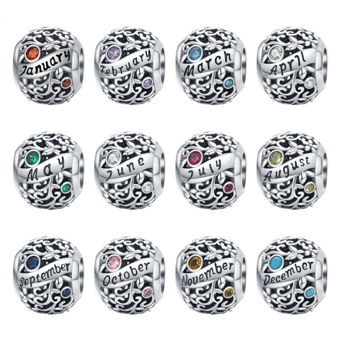 Talisman argint luna August cu zirconiu [7]