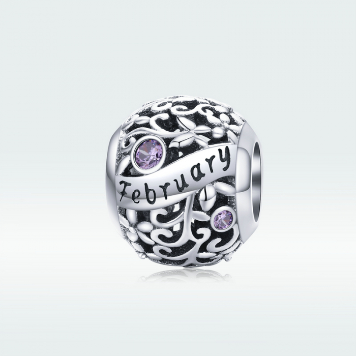 Talisman argint luna Februarie cu zirconiu [6]