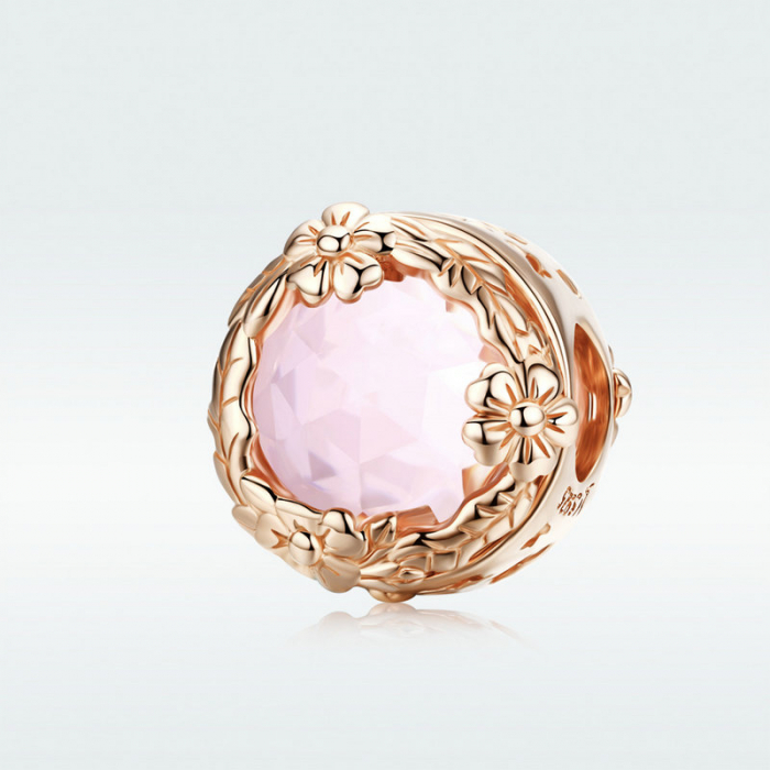 Talisman argint peisaj de toamna placat cu aur roz [2]