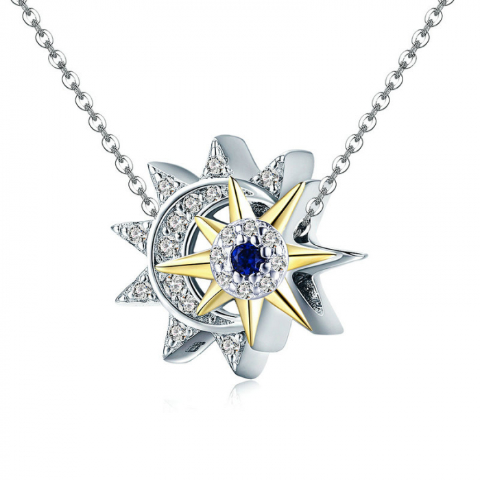 Talisman argint soarele si luna placat cu rodiu si aur [7]