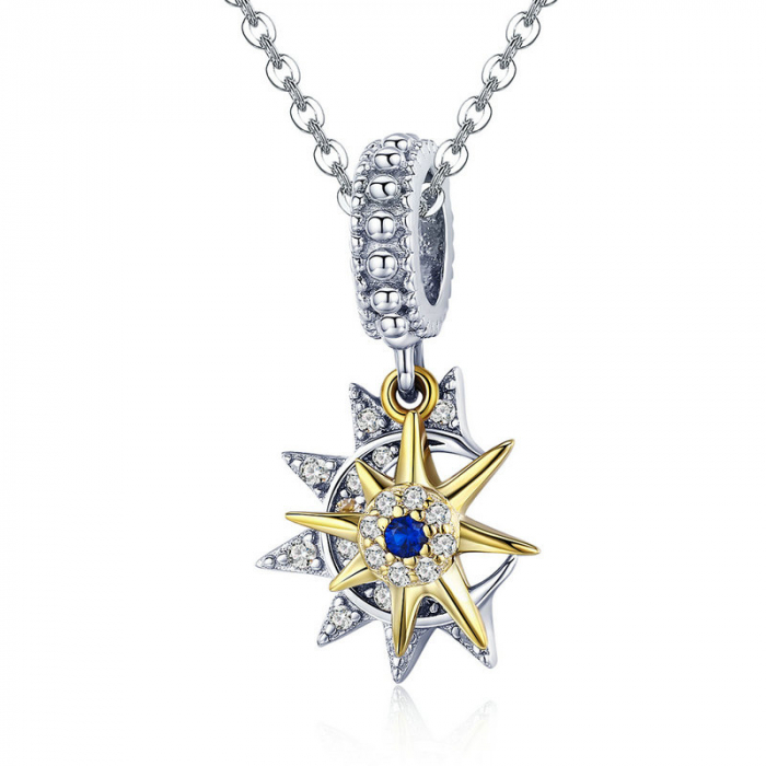 Talisman argint soarele si luna placat cu rodiu si aur [4]