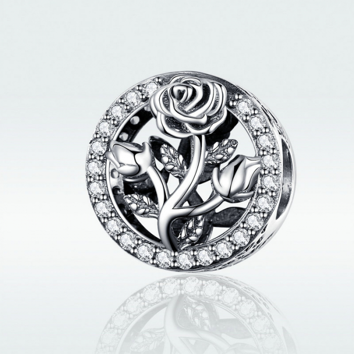 Talisman argint trandafir cu zirconii [4]