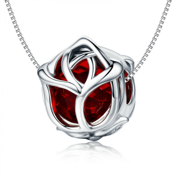 Talisman argint Trandafir Rosu [8]