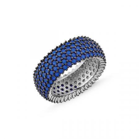 Inel argint Eternity cu zirconii, placat cu rodiu