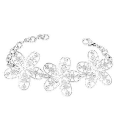 Bratara eleganta inox cu trei floricele / fulgi de nea