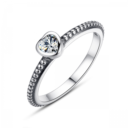 Inel placat cu argint cu inimioara alba IST0002_173 [0]