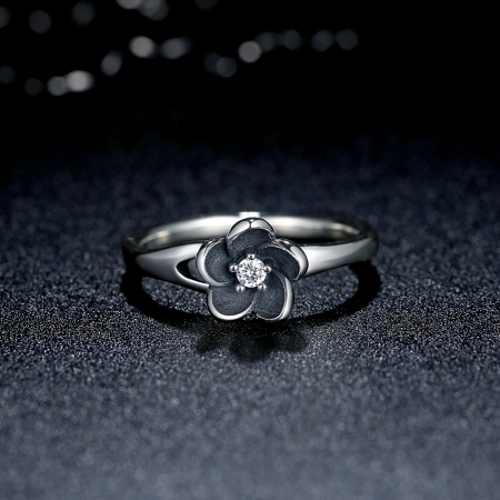 Inel argint 925 cu floare si zirconiu alb IST0015 [1]