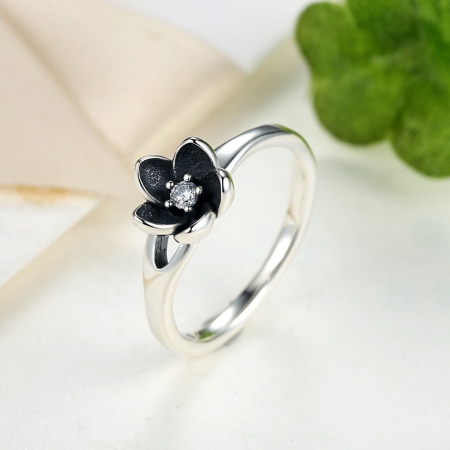 Inel argint 925 cu floare si zirconiu alb IST0015 [3]