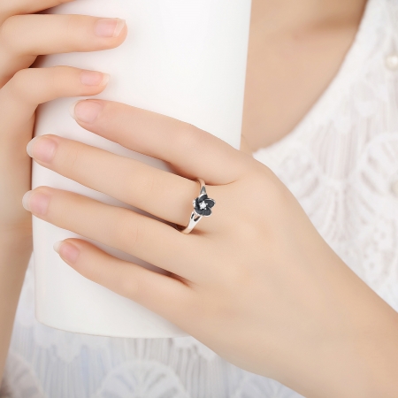 Inel argint 925 cu floare si zirconiu alb IST0015 [5]