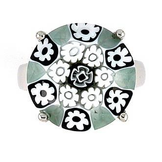 Inel argint 925 rodiat cu sticla murano millefiori [1]