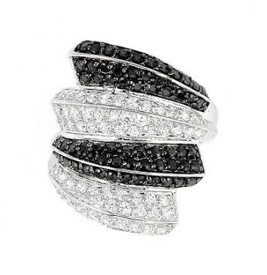 Inel elegant din argint 925 rodiat cu zirconii albe si negre [1]