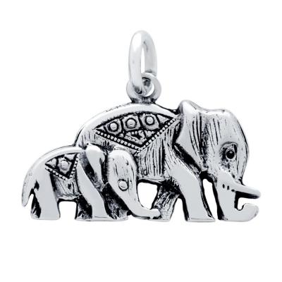 Pandantiv argint 925 in forma cu doi elefanti [0]