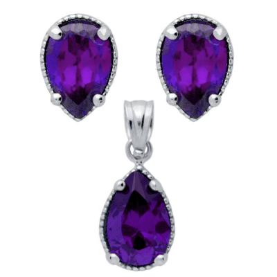 Set argint 925 elegant cu picaturi si zirconii mov - Be Nature [0]