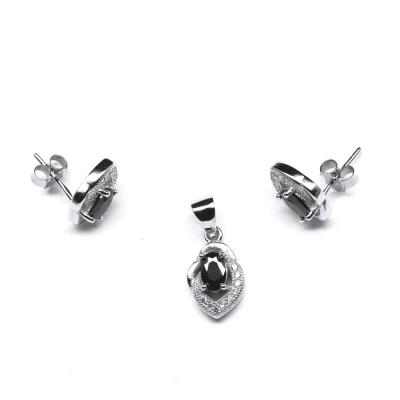 Set argint 925 rodiat Cercei si Pandant cu zirconii negre [0]