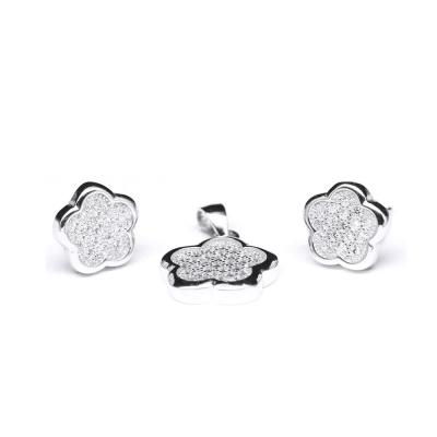 Set argint 925 rodiat floricele cercei si pandant [0]