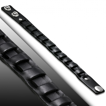 Bratara reglabila, BeSpecial,  BSL3335, piele naturala, neagra, 23 cm x 2 cm [1]