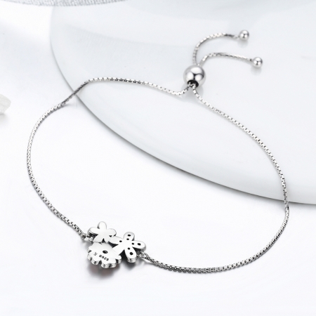 Bratara argint 925 cu floricele si zirconii albe - Be Nature  BST0029 [4]