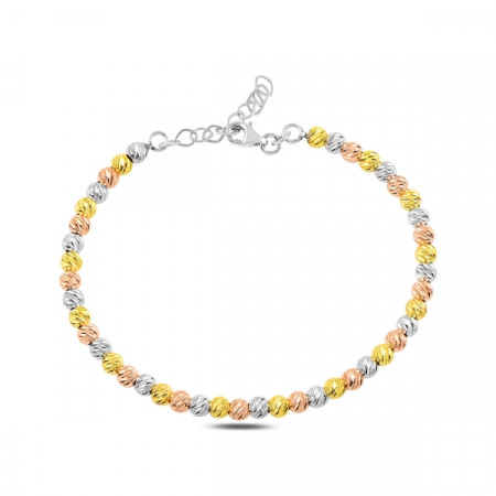 Bratara argint 925 cu margele taiate in forma de diamant, placata cu rodiu - Lungime: 16,5 cm [0]