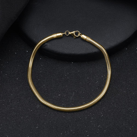 Bratara sarpe argint 925 placata cu aur 14K, 19 cm, 3 mm, UNISEX [1]