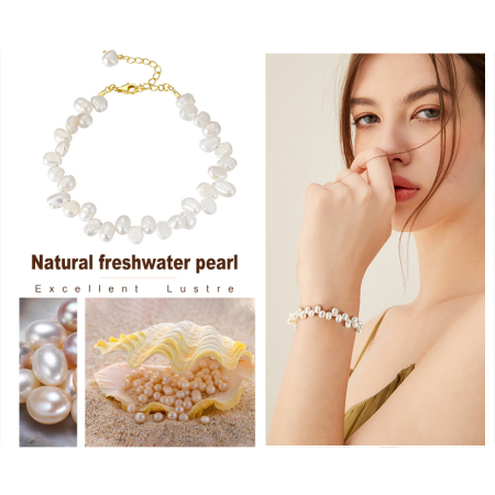 Bratara argint 925 placata cu aur 14K cu perle naturale [9]