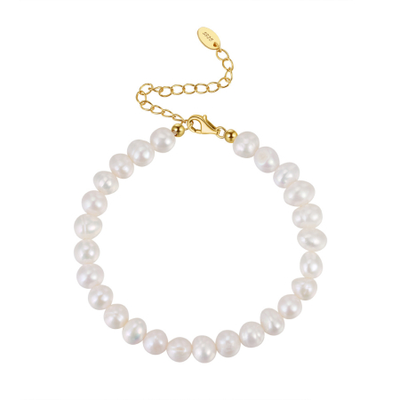 Bratara argint 925 placata cu aur 14K cu perle naturale