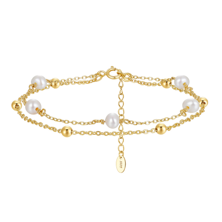 Bratara argint 925 placata cu aur 14K cu perle naturale