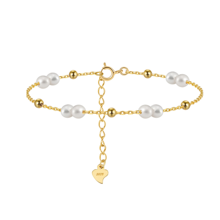 Bratara argint 925 placata cu aur 14K cu perle naturale