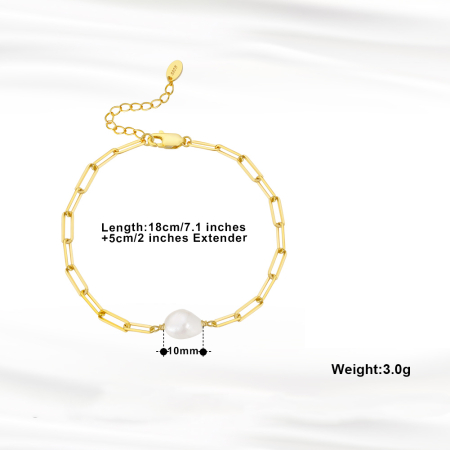 Bratara argint 925 placata cu aur 14K cu perle naturale [3]