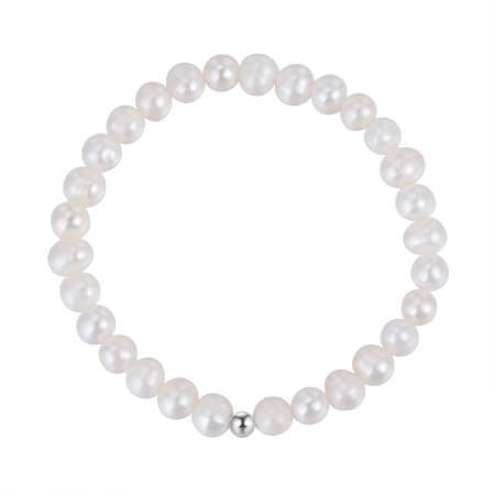 Bratara elastica din argint 925 placata cu aur 14K cu perle naturale