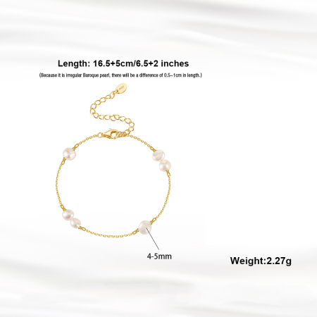 Bratara argint 925 placata cu aur 14K cu perle naturale [4]