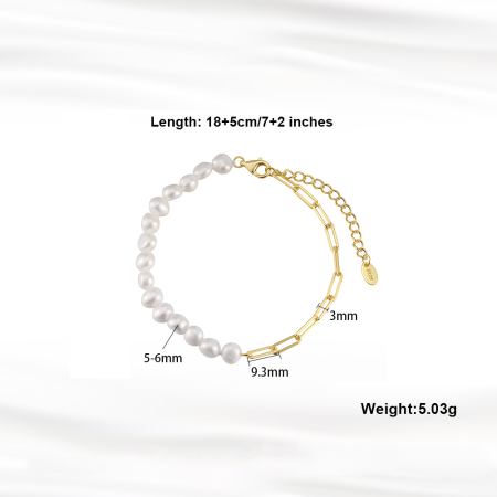 Bratara argint 925 placata cu aur 14K cu perle naturale [4]