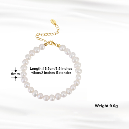 Bratara argint 925 placata cu aur 14K cu perle naturale [2]