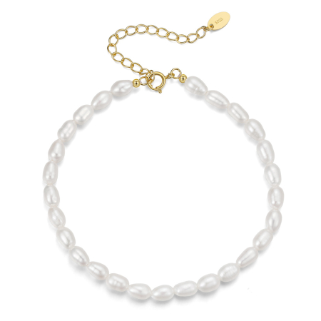 Bratara argint 925 placata cu aur 14K cu perle naturale