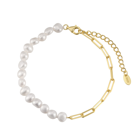 Bratara argint 925 placata cu aur 14K cu perle naturale