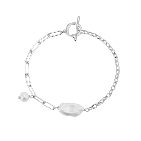 Bratara argint 925 placata cu rodiu cu perle naturale
