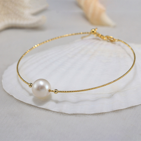 Bratara argint 925 placata cu aur 14K cu perle naturale [5]